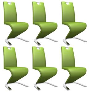 Jedálenské stoličky, cikcakový tvar 6 ks, zelené, umelá koža