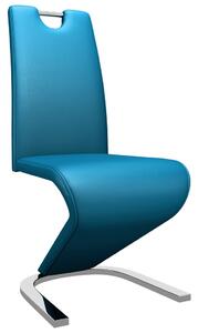 Jedálenské stoličky, cikcakový tvar 6 ks, modré, umelá koža