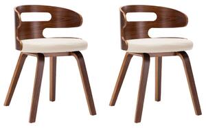 Jedálenské stoličky 2 ks krémové ohýbané drevo a umelá koža