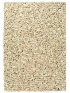 Koberec béžový / sivý / hnedý / čokoládový 80x150 cm vlnená plsť motív kameňov