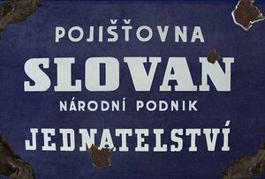 Ceduľa Pojišťovna Slovak Národní podnik 30cm x 20cm Plechová tabuľa