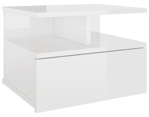 Nástenný nočný stolík lesklý biely 40x31x27 cm drevotrieska