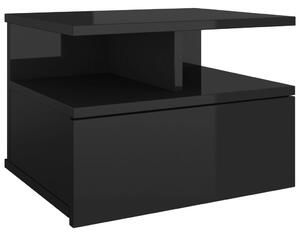 Nástenný nočný stolík lesklý čierny 40x31x27 cm drevotrieska