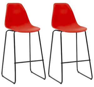 Barové stoličky 2 ks, červené, plast