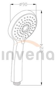 Invena Dafni, 3-funkčná ručná sprchová hlavica okrúhla, čierna matná, INV-AS-02-004-S