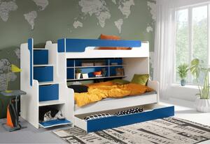 Detská poschodová posteľ HARRY | biela/modrá