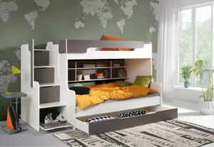 Detská poschodová posteľ HARRY | biela/sivá