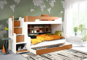 Detská poschodová posteľ HARRY | biela/oranžová