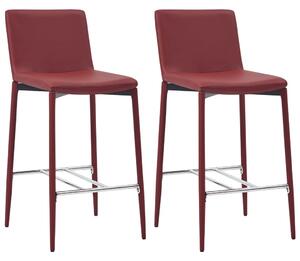 Barové stoličky 2 ks, vínovo červené, umelá koža