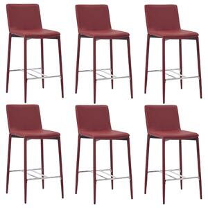 Barové stoličky 6 ks, vínovo červené, umelá koža