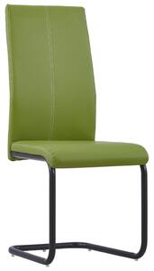 Jedálenské stoličky, perová kostra 6 ks, zelené, umelá koža