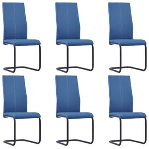 Jedálenské stoličky, perová kostra 6 ks, modré, umelá koža