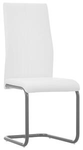 Jedálenské stoličky, perová kostra 6 ks, biele, umelá koža