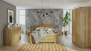 Manželská posteľ BONY + rošt, 160x200, dub zlatý