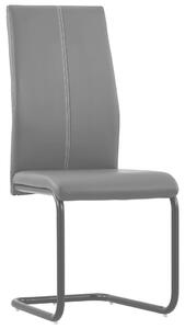 Jedálenské stoličky, perová kostra 6 ks, sivé, umelá koža