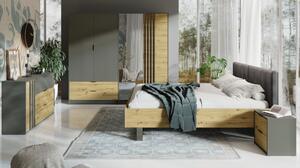 Manželská posteľ MOLINE, 160x200, dub artisan/grafit