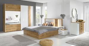 Manželská posteľ GLUME, 160x200, dub wotan/biela