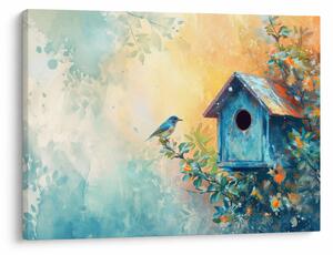 Obraz - Vtáčia búdka, akvarel (70x50 cm)
