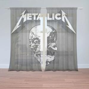 Sablio Záclony METALLICA Lebka Sivá: 2ks 150x250cm