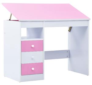 Detský stôl na kreslenie sklápací ružový a biely
