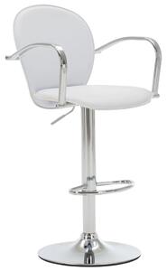 Barová stolička s opierkami, biela, umelá koža