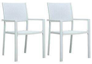 Záhradné stoličky 2 ks biele plastové ratanový vzhľad