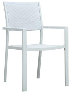 Záhradné stoličky 2 ks biele plastové ratanový vzhľad