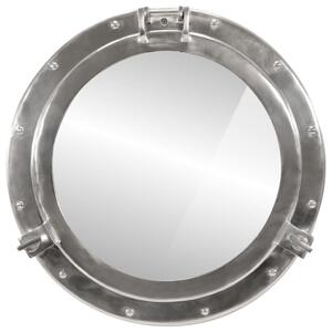Priezorové zrkadlo nástenné Ø50 cm hliník a sklo