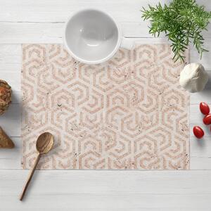 Biante Zamatové prestieranie na stôl Tamara TMR-029 Ružovobéžové hexagony s čiernym žíhaním 30x40 cm