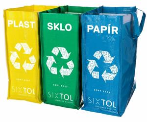 Sixtol Tašky na triedený odpad SORT EASY 3 SLIM, 18 x 30 x 40 cm, 3 x 22 l, 3 ks
