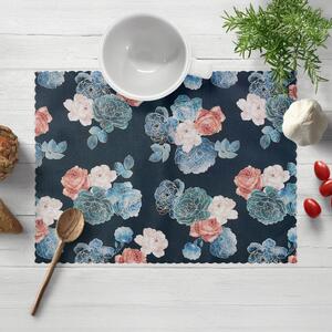 Biante Teflónové prestieranie na stôl TF-060 Modré a červené ruže na tmavo modrom 30x40 cm