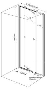 Aqualine AMICO sprchové dvere výklopné 1040-1220x1850 mm, číre sklo
