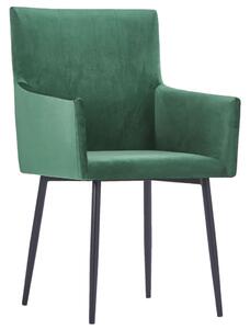 Jedálenské stoličky s opierkami 2 ks, zelené, zamat