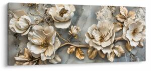 Obraz - Mramorové pozadie s kvetmi (120x50 cm)