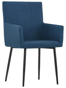 Jedálenské stoličky s opierkami 4 ks, modré, látka