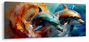 Obraz - Maľba delfínov (120x50 cm)