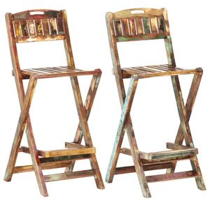 Skladacie vonkajšie barové stoličky 2 ks, recyklovaný masív