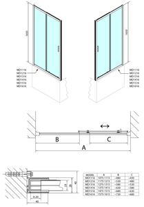 Polysan, DEEP sprchové dvere 1200x1650mm číre sklo, MD1216