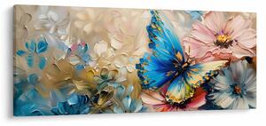 Obraz - Maľba kvetov a motýľov (120x50 cm)