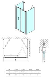 Polysan EASY LINE trojstenný sprchovací kút 800x800mm, skladacie dvere, L/P variant, číre sklo