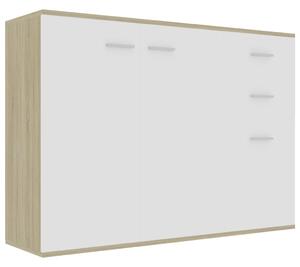 Komoda, biela a dub sonoma 105x30x75 cm, kompozitné drevo