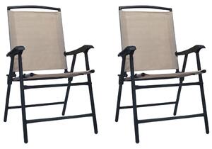Skladacie záhradné stoličky 2 ks, textilén, sivohnedé