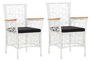 Vonkajšie stoličky 2 ks s podložkami, polyratan, biele