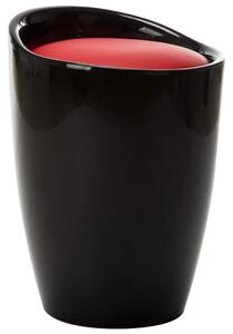 Taburetka s úložným priestorom, čierno červená, umelá koža