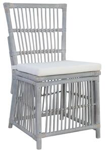 Jedálenské stoličky s podložkami 2 ks sivé prírodný ratan