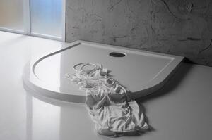 Polysan, RENA L sprchová vanička z liateho mramoru, štvrťkruh 120x90x4cm, R550, ľavá, bie, 64611
