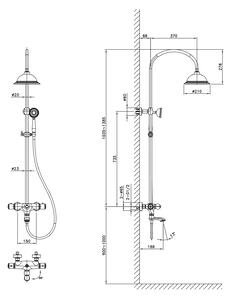 Sapho, KIRKÉ sprchový / vaňový stĺp s termostatickou batériou, chróm, KI39C