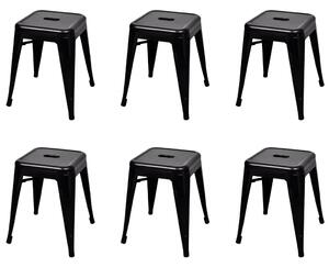 Stohovateľné stoličky 6 ks, čierne, oceľ