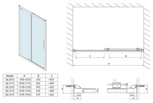 Polysan, LUCIS LINE sprchové dvere 1000mm, číre sklo, DL1015