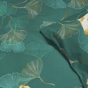 Goldea bavlnené posteľné obliečky - listy ginkgo na tmavo zelenom 140 x 200 a 70 x 90 cm